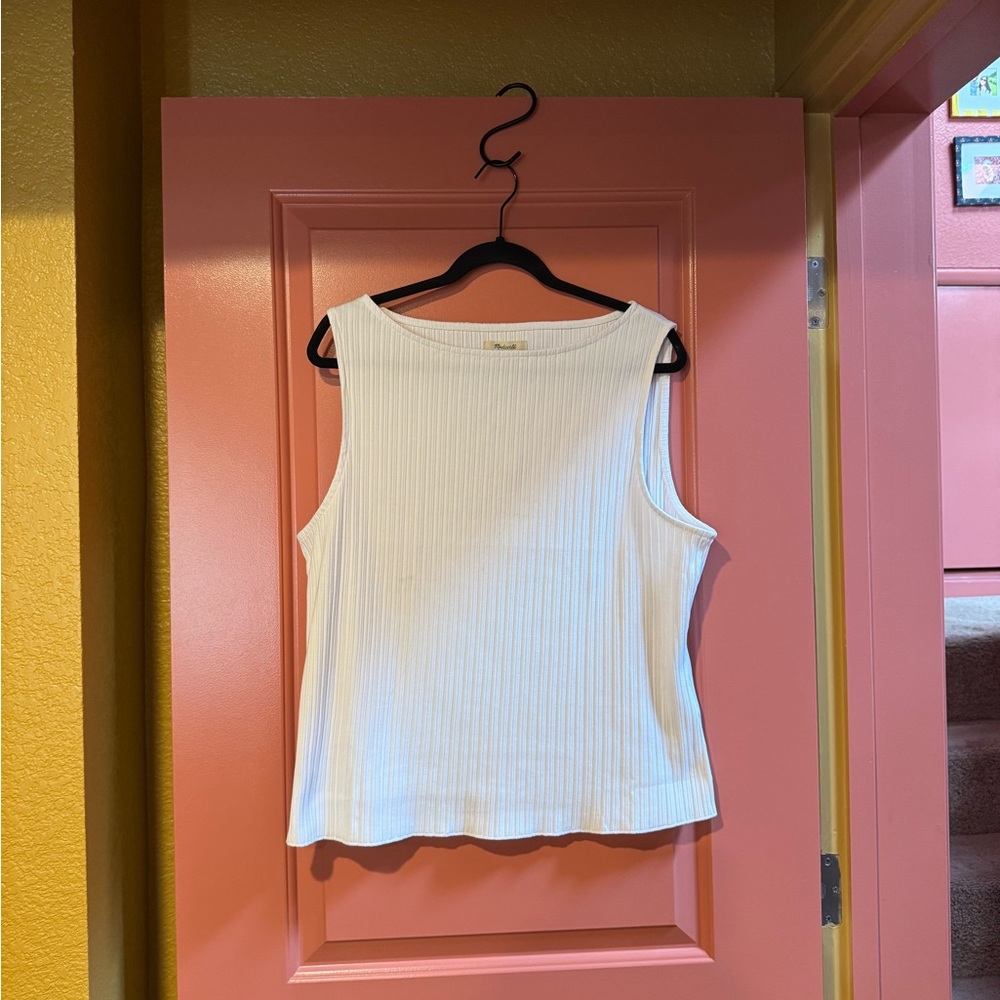 Madewell Cream Ribbed Knit Top